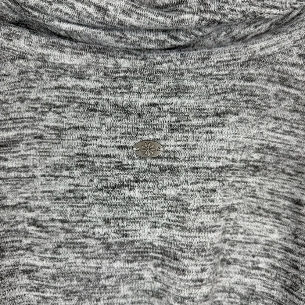 Athleta Sweater Top Womens Large Heather Gray Cowl Neck Thumb Holes Running Gym